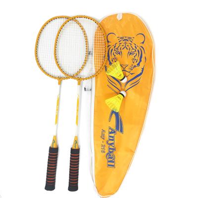 Green Yellow Portable Badminton Racket Set With Nylon Leaf Shuttlecock 2 Players Shuttlecocks
