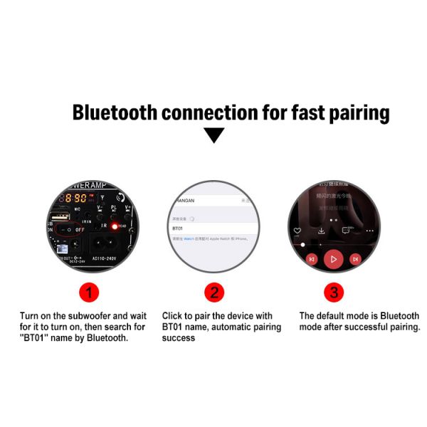 50W Subwoofer Tube TF Card BT Mainboard Audio Accesorio AMPLIFICADOR DE CAR El molde privado NO