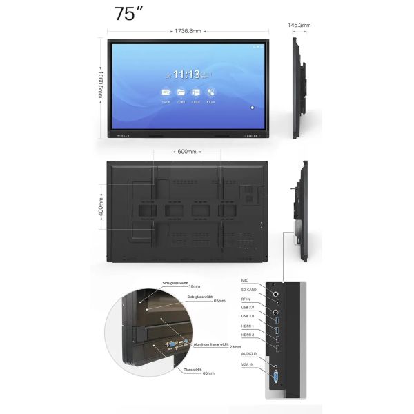 4K LCD умное взаимодействующее Whiteboard 20 пунктов для конференц-зала