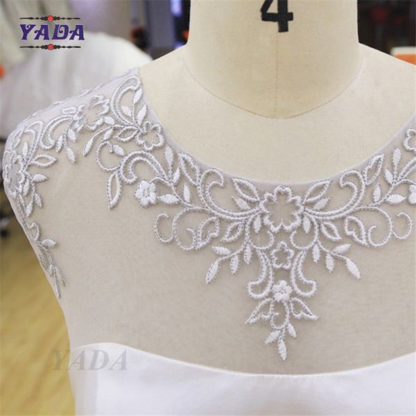 Элегантная вышивка из экрана, сатинная, длина пола, штрих-паттерн, свадебное платье, свадебное платье.