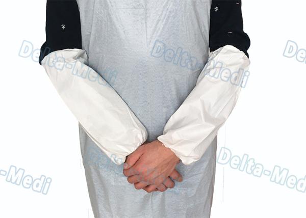 White Disposable Sleeve Covers , Disposable Sleeve Protectors With Elastic Cuff
