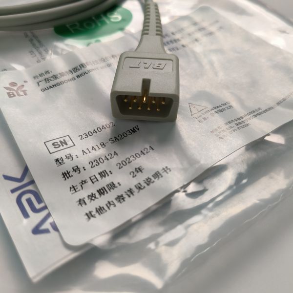 Оригинальный разделенный взрослый пальцевой клип Кровный кислородный зонд зашифрованный 9 пин DB9 Трапецидный PN 15-100-0013