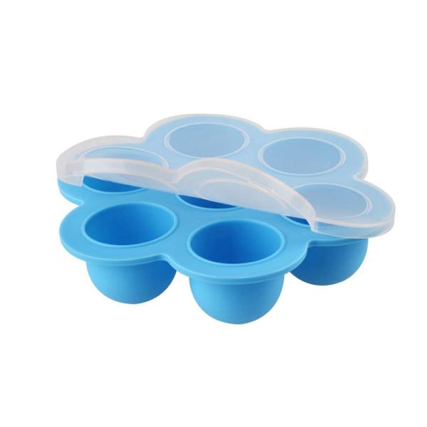 Cute Flower Shaped Food Grade High Quality Silicone Egg Bites Mold With Plastic Cap Silicone Ice Tray