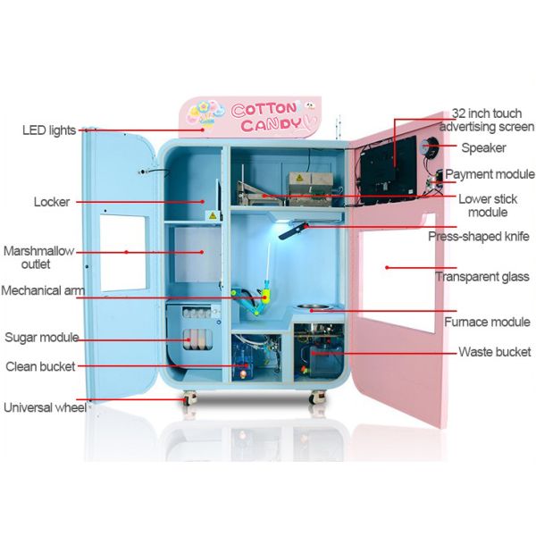 Hot Selling Automatic cotton candy vending machine Smart Commercial Electric Machine For Cotton Candy