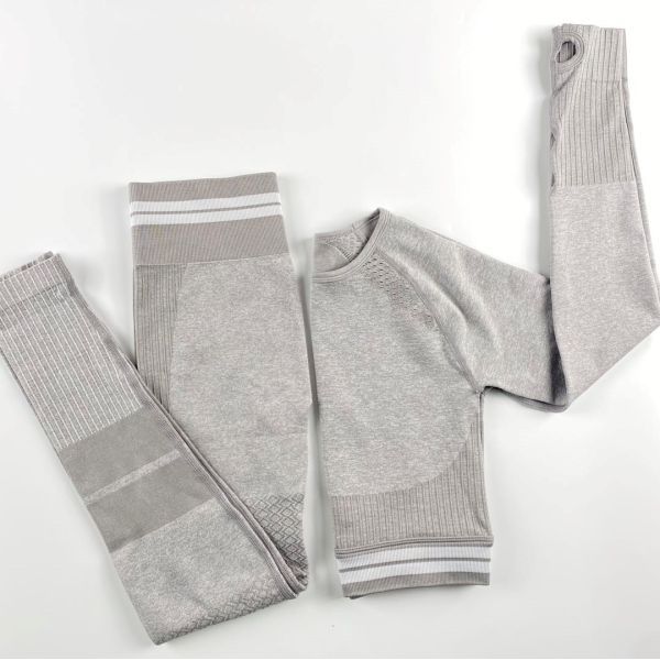 Безшовные одежды набора йоги связали Striped быстрые суша гетры йоги и верхний набор