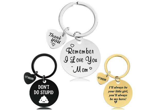 Key chain pendant Mother's Day gift Christmas stainless steel hanging ornaments engraved words logo key chain wholesale