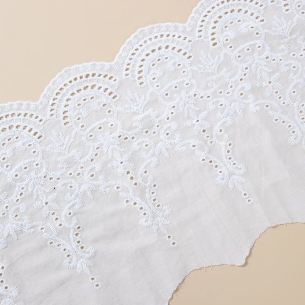 Polyester Embroidery Lace Fabric White Embroidery Lace Trim For Dress