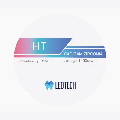 HT White Dental Zirconia Disc with 39% Translucency Multi-unit Bridge Applications 98mm Diameter