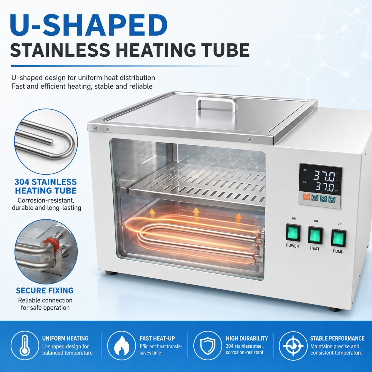 Cenlee Laboratory Circulating Water Bath Double Viewing Window 304 Stainless Steel Digital Thermostatic Bath for Sample Heating