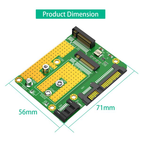 SATA 3.0 22PIN Интерфейс с 2 x NGFF M.2 Ключ-B Ключ B+M SATA SSD Adapter Converter Card с SATA 7Pin кабелем передачи данных