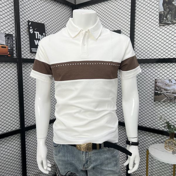Men's Color Matching Short-Sleeved Lapel Shirt Suitable for Outdoor Sports Such As Golf and Tennis Fashion Polo Shirt