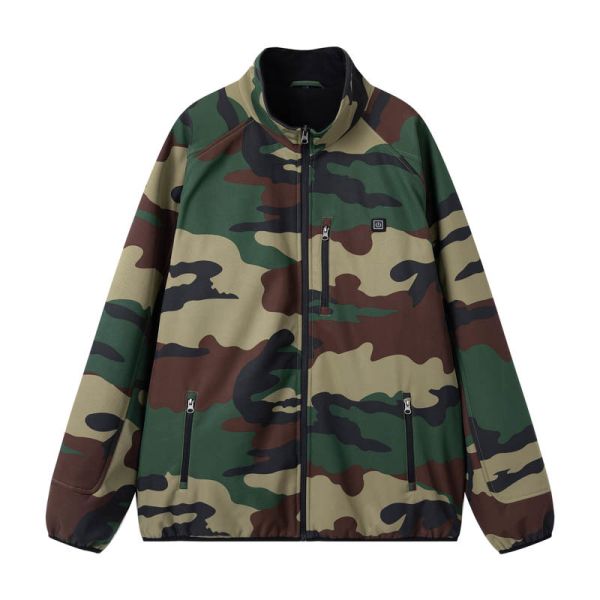Heated Camo Jacket with USB Heating Ready Windproof Softshell and Fleece Lined for Hunting