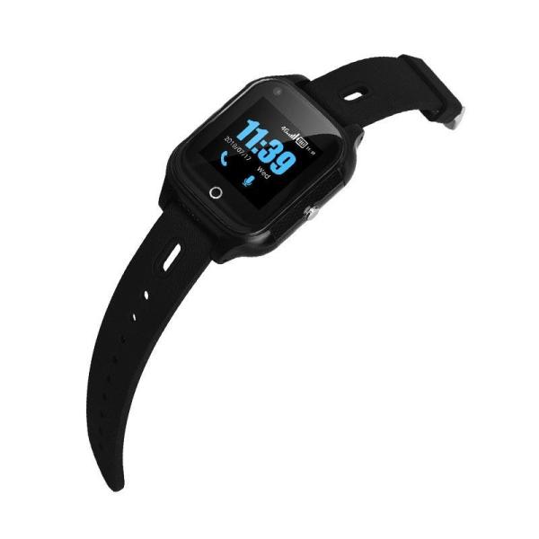 4G GPS Kids Smartwatch Phone Black With Camera Voice Chat SOS Alarm 650 MAh