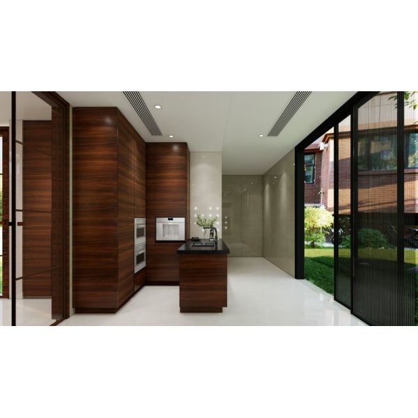 Walnut Stainless Steel Kitchen Cabinets with Island