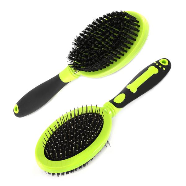 Double Sided Dog Massage Brush Pin Bristle Grooming Brush For All Dogs