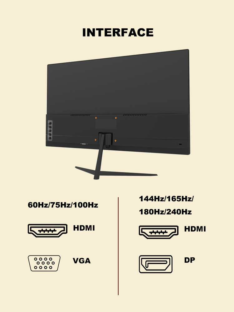 Fast IPS 1K FHD 24 Inch LCD Computer Monitor Bezel Less 1920x1080 With Fixed Bracket