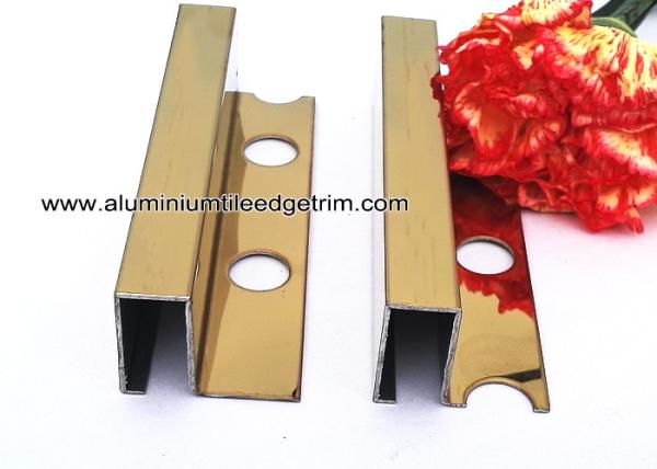 Box Section Stainless Steel Tile Trim , Square Edge Interior Decorative Profile For Tile Edge