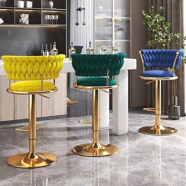 Mail Packing Fabric Swivel Kitchen Dining Counter Height Adjustable Bar Stools for Comfortable Seating