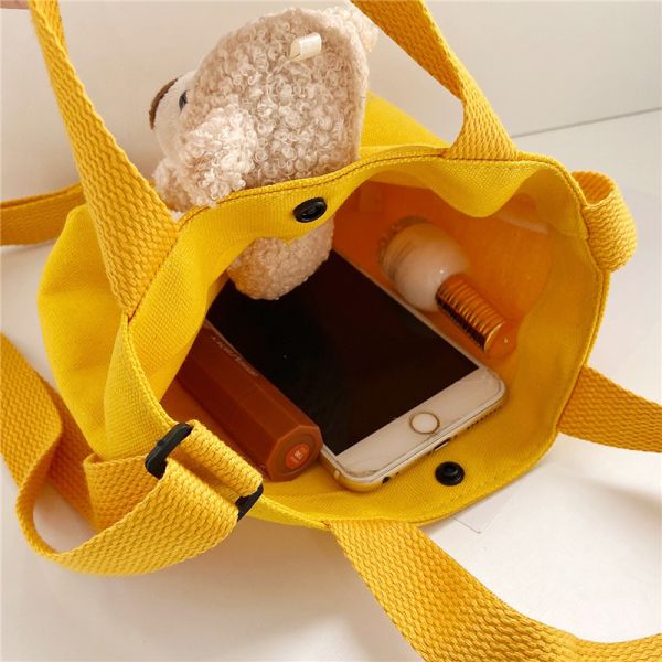 Japanese students cute girl bear canvas bag diagonal straddle bag ins fashion one shoulder accessories bag