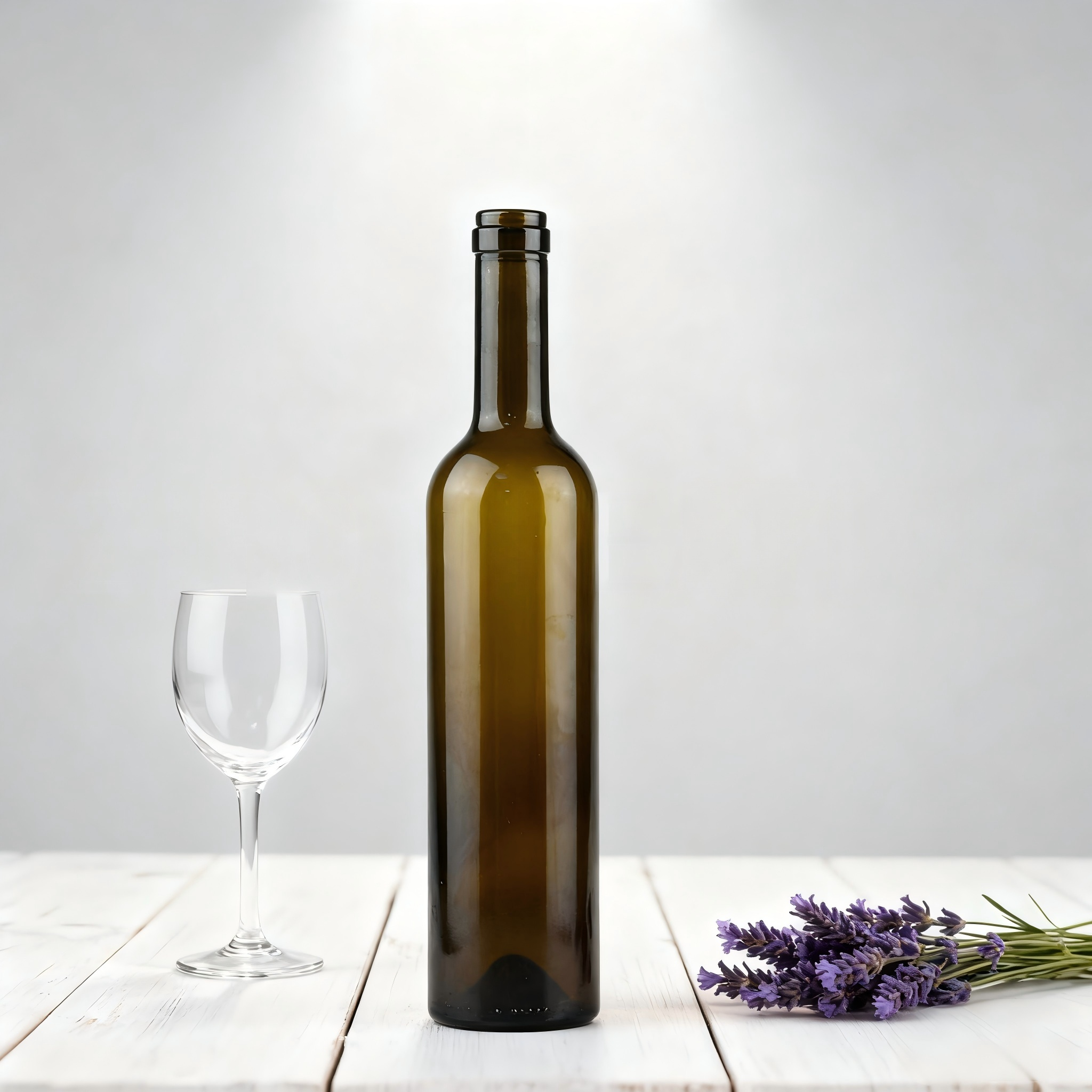 500ml Mid Size Bordeaux Green Wine Bottles Cork Top For Table Wine 385g 1404K-7