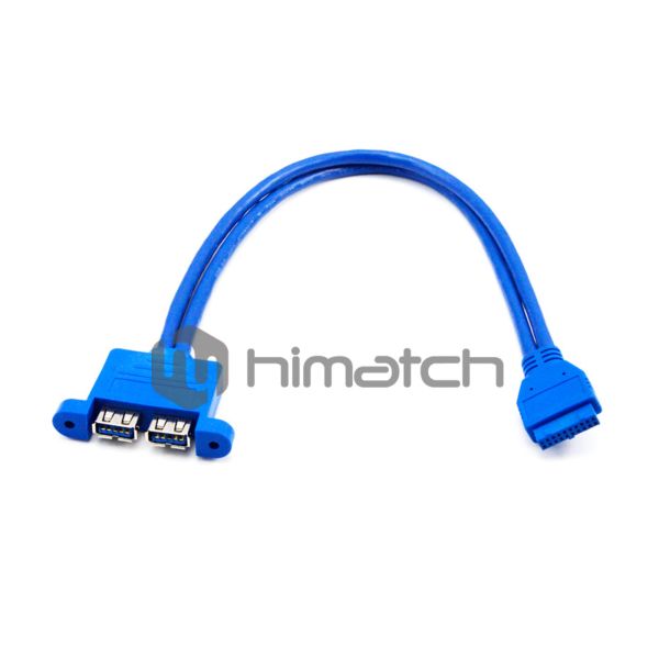 High Flexible USB3 Vision Cable / USB 3.0 Twin Female Panel Mount To Wire Harness Cable