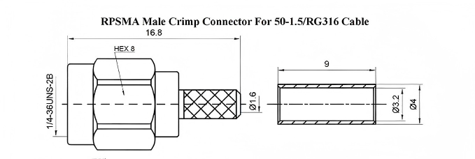 Gold-plated Brass SMA Connector 50 Ohm RF Male Connector DC-6GHz for RG316 Coaxial Cable