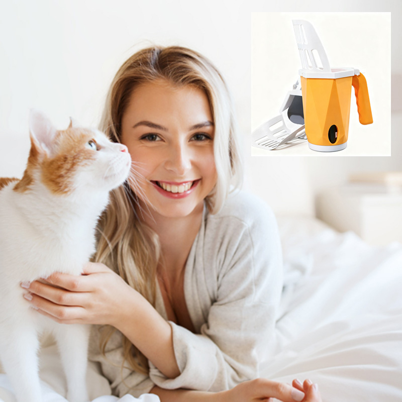 Large Capacity Waste Tank Cat Poop Scoop Cleaning Waste Plastic Quick Cat Litter Scoop All-In-One Cat Litter Scoop Set