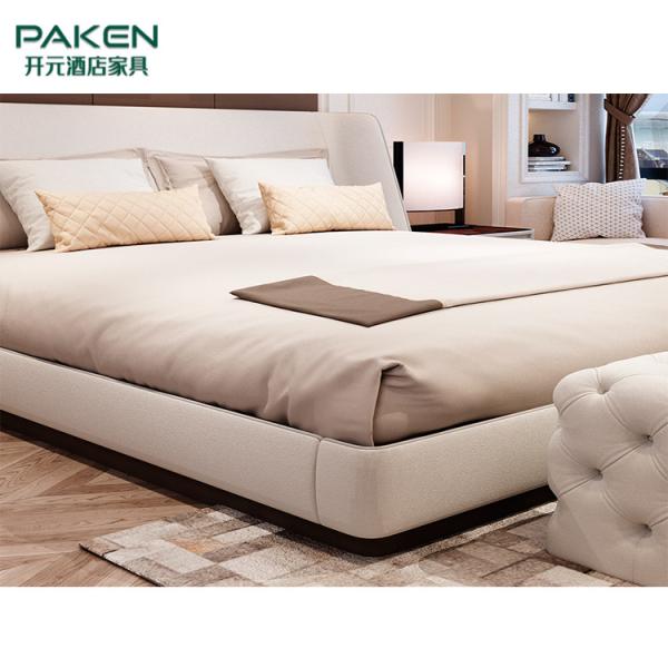 Personalize a cama moderna do estilo de Furniture& do quarto moderno da mobília da casa de campo com cor do marfim