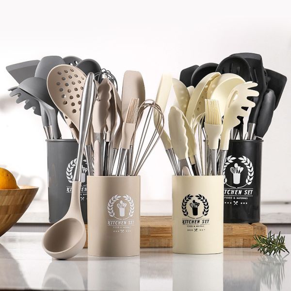 Силиконовые кухонные принадлежности набор с держателем Силиконовые кухонные принадлежности набор для Nonstick кухонные принадлежности Кухонные принадлежности набор