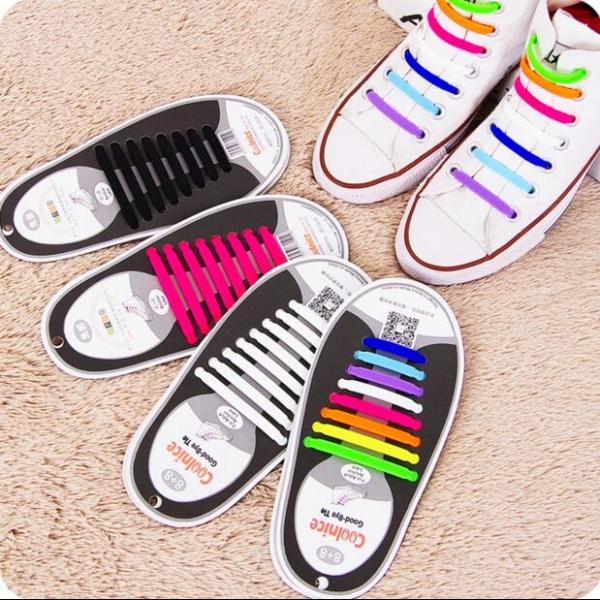 Cool Nice Unisex Man Women No Tie Silicone Shoelace Sneaker Rubber Shoelace, 8+8 Design With 12 Colors,For Sport Gift