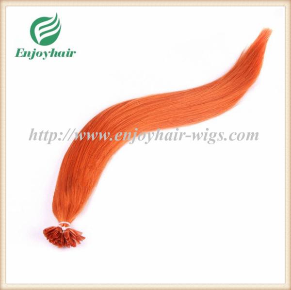 Nail U-Tip Hair 10-28 100s/lot Orange# Straight Human Hair Brazilian hair extension