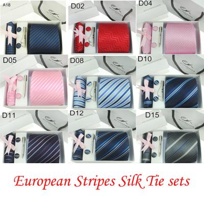 100% silk necktie set with cufflinks and hankerchief and giftbox