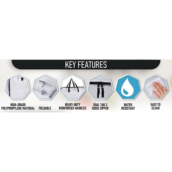 Over-Sized Clear Organizer Storage Bag Strong Handles Zippers for College, Moving Supplies, Christmas Decorations