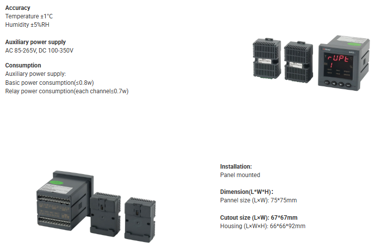 Acrel WHD72-22 Temperature & Humidity Controller