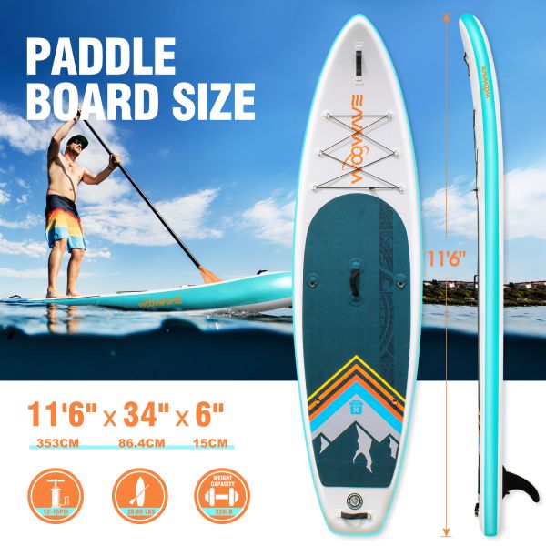 Lakes Rivers Occasion Woowave Inflatable Paddle SUP Board with Sup Leash Accessories