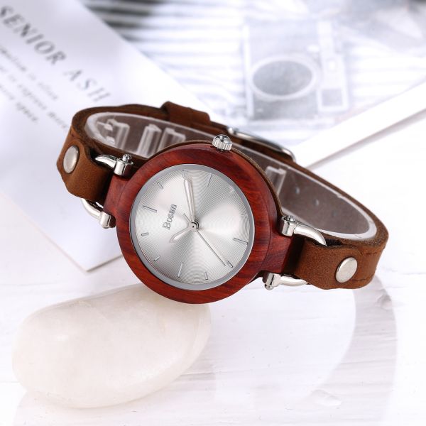Luxury Maple Modern Wood Watches Genuine Leather Strap Quartz