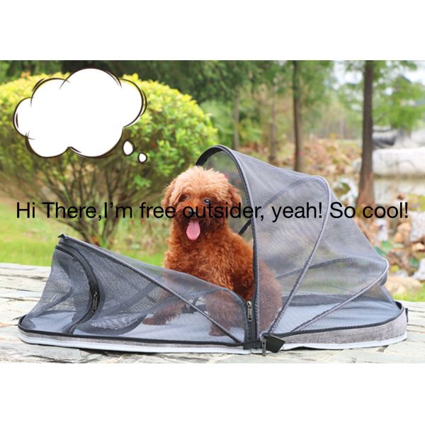 Вагонетка собаки вагонетки несущей собаки голубого холста ковбоя уютная на колесах 53x39x82cm