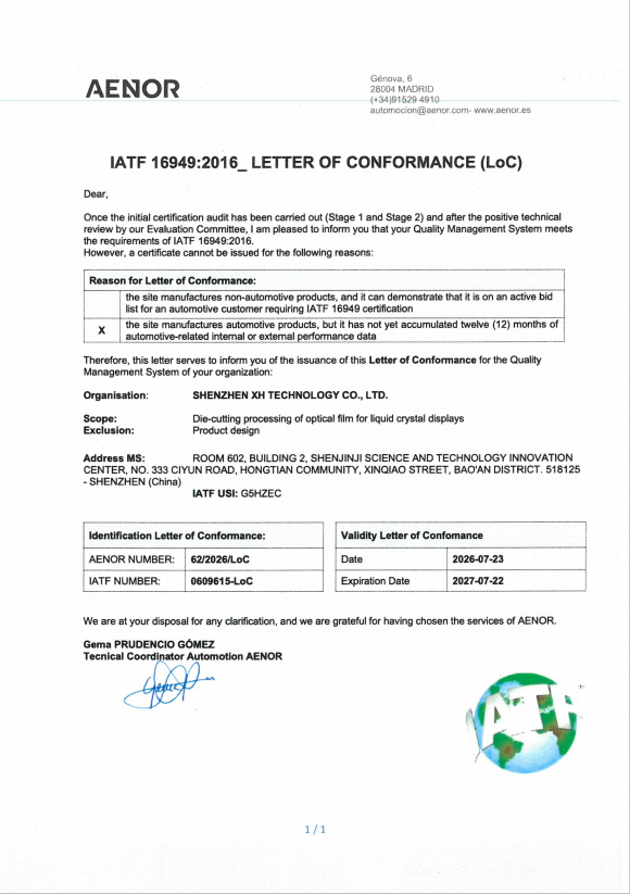 Shenzhen XH Technology Co., Ltd. Certifications