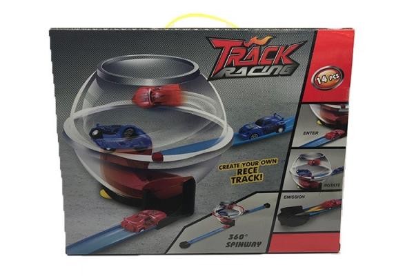 46.5  360° Stunt Racing Toy Race Car Track Sets Crystal Globe Shape 14 Pcs 2 Cars