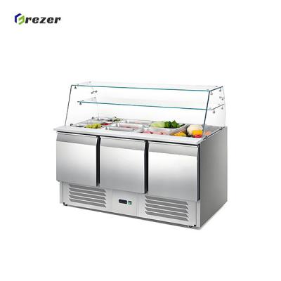 Customized Vegetable Display Fridge Auto Defrost Refrigerated Display Cases 220V