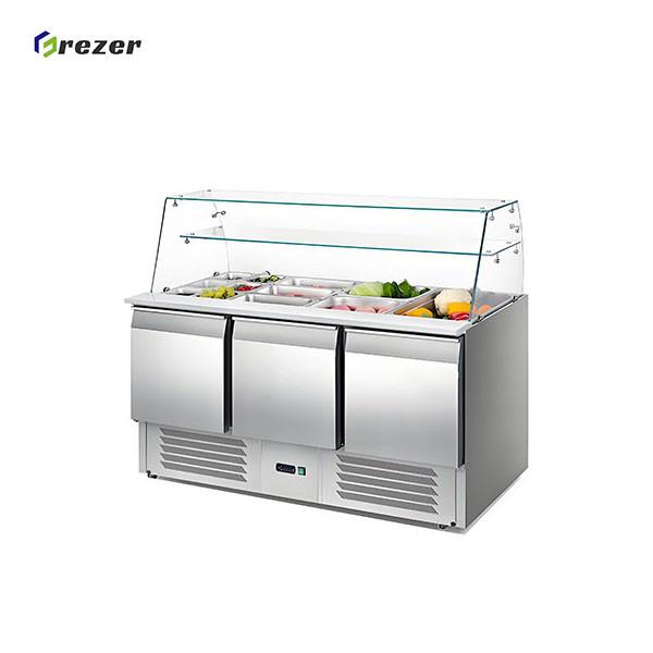 Customized Vegetable Display Fridge Auto Defrost Refrigerated Display Cases 220V