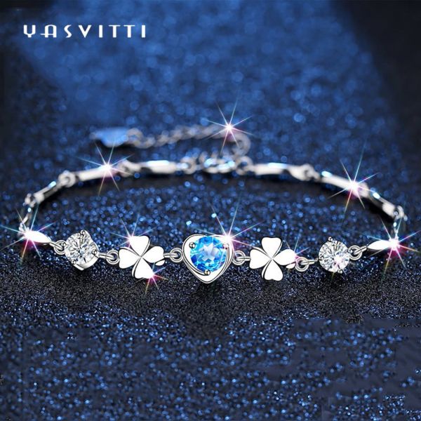 браслет клевера 4 лист SGS браслетов ювелирных изделий 0.15oz 7.7in стерлинговый серебряный ультрамодный