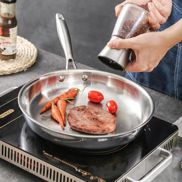 New Arrival 304 Stainless Steel Fry Pan Nonstick Cooking Pot Fried Steak Skillet Egg Nonstick Frying Pan