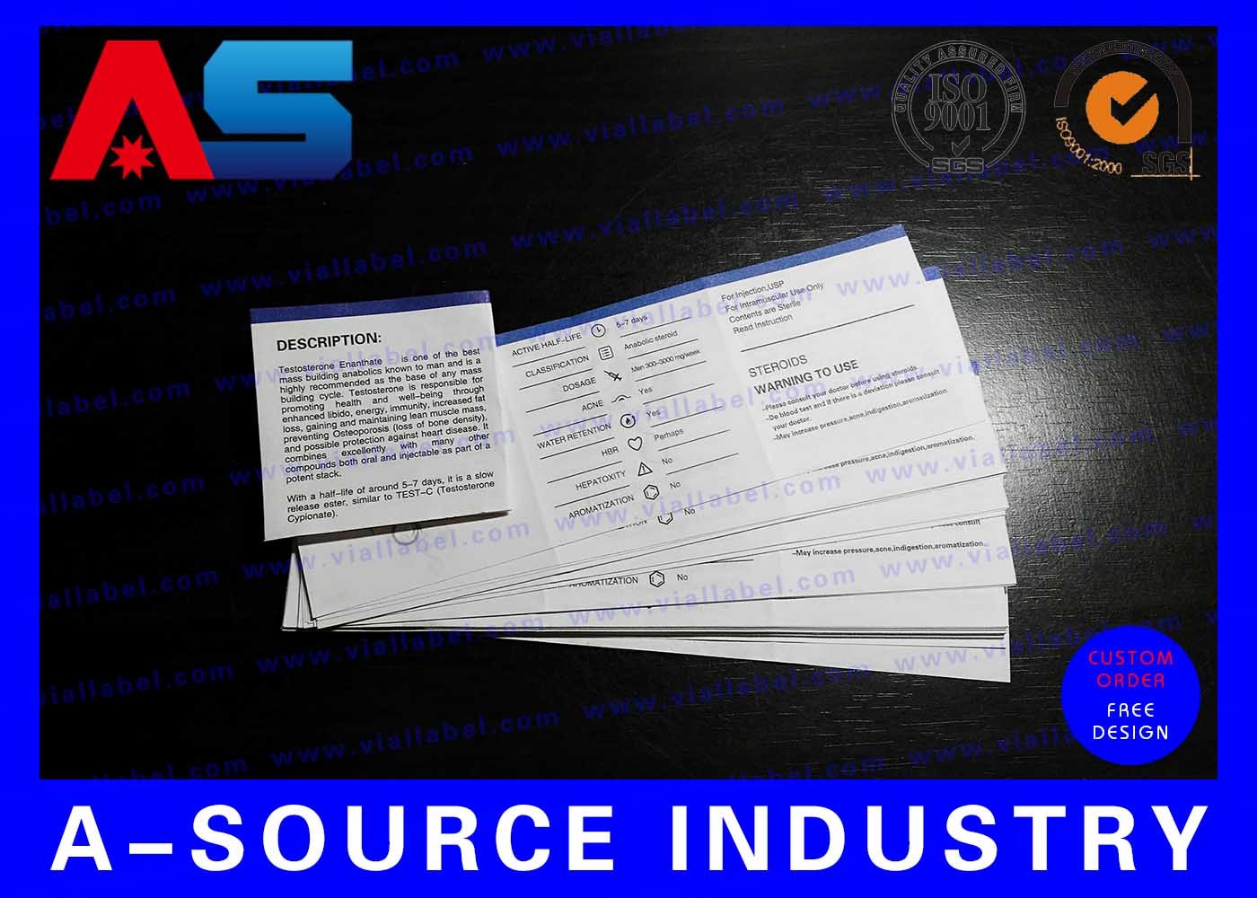 Pharmaceutical Paper Flyer Printing For Peptide Bodybuilding Oil Instruction leaflet printing