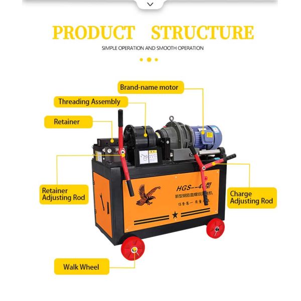 45mm Threading Machines Semi-Automatic Rebar Thread Cutting Machine with 360