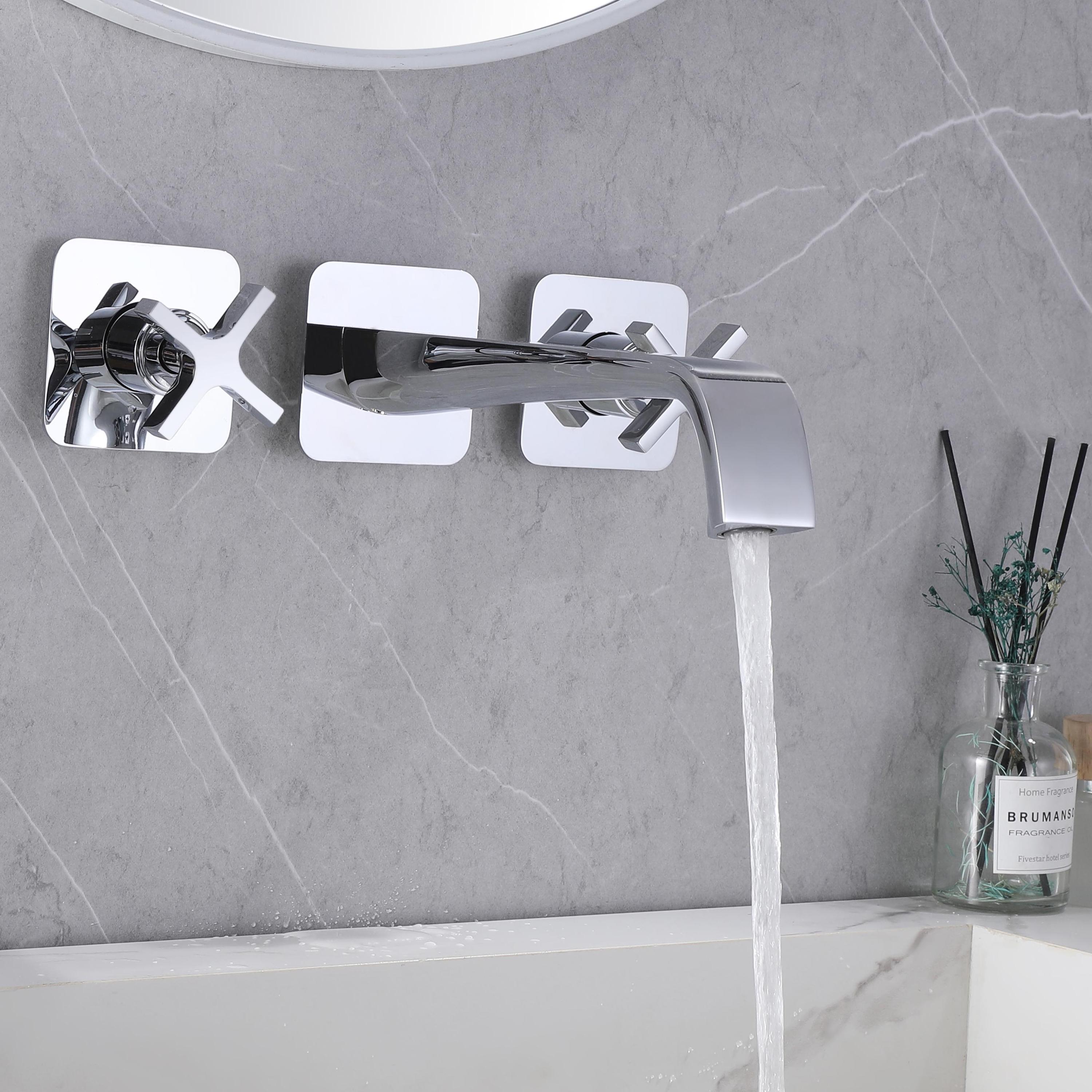 X Cross Widespread Bathroom Wash Basin Taps Mixer Faucet 3 Hole Polished Chrome Solid Brass
