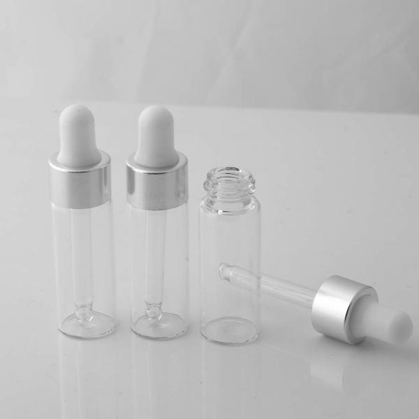 Silver Mini 5ml Essential Oil Bottles OEM ODM Glass Dropper Bottles