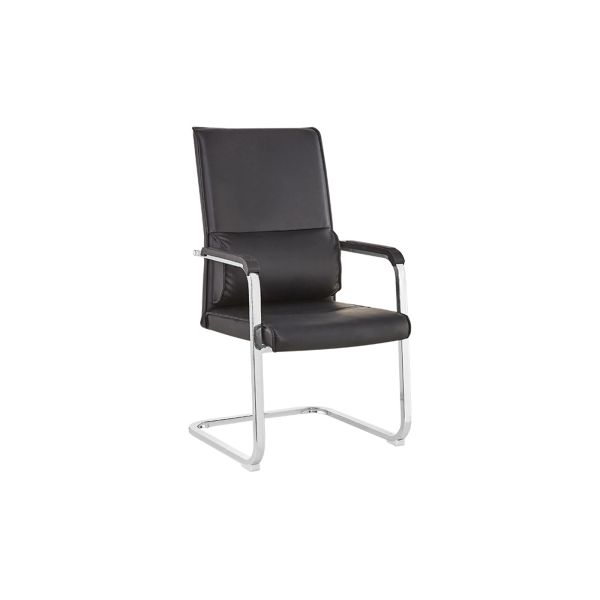 Wheelless Ergonomic Black 1.8mm Ergonomic Leather Desk Chair