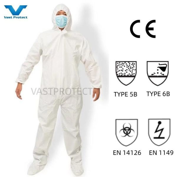 175*140 см водонепроницаемый PP PE Type5 6 Cat3 White 60GSM Coverall для рынка США