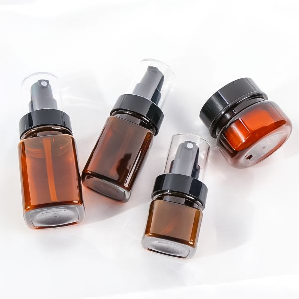 Amber PET Bottle with 90%+ UV-Blocking, Shatterproof Durability, and Multi-Accessory Design for Cosmeceuticals & Pharmaceuticals